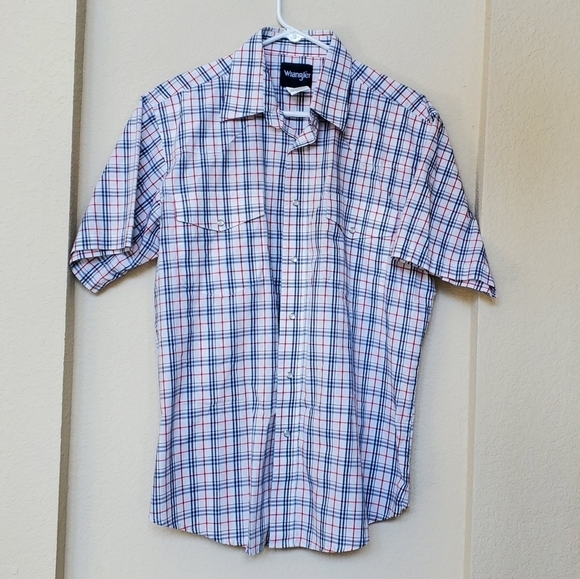 Wrangler Other - Wrangler Men’s Plaid Short Sleeve Pearl Button Snap Close Western Shirt Size L